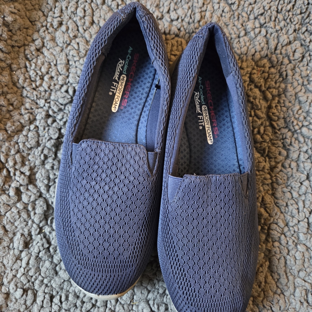 Skechers Relaxed Fit Air-Cooled Memory‎ Foam Slip-On Shoes Navy Size 9 Mesh...
